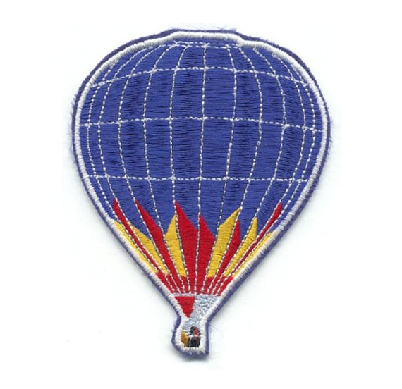 Gestickter Aufn&auml;her Ballon Blau/Rot/Gelb