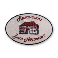gestickter Aufnäher Gastronomie Restaurant zum Hirtentor gestickter Aufnäher Gastronomie Restaurant zum Hirtentor