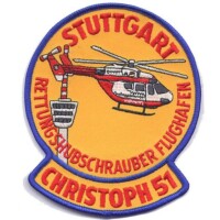 Gestickter Aufnäher Rettungshubschrauber Flughafen Stuttgart Gestickter Aufnäher Rettungshubschrauber Flughafen Stuttgart