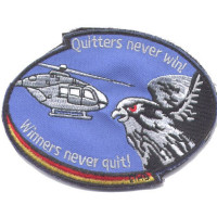 Gestickter Aufnäher Hubschrauber Quitters never win! – Winners never quit! Gestickter Aufnäher Hubschrauber Quitters never win! – Winners never quit!