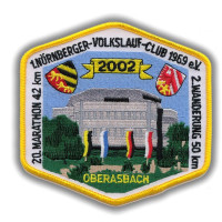 Gestickter Aufnäher 20. Marathon 1. Nürnberger-Volkslauf-Club Gestickter Aufnäher 20. Marathon 1. Nürnberger-Volkslauf-Club